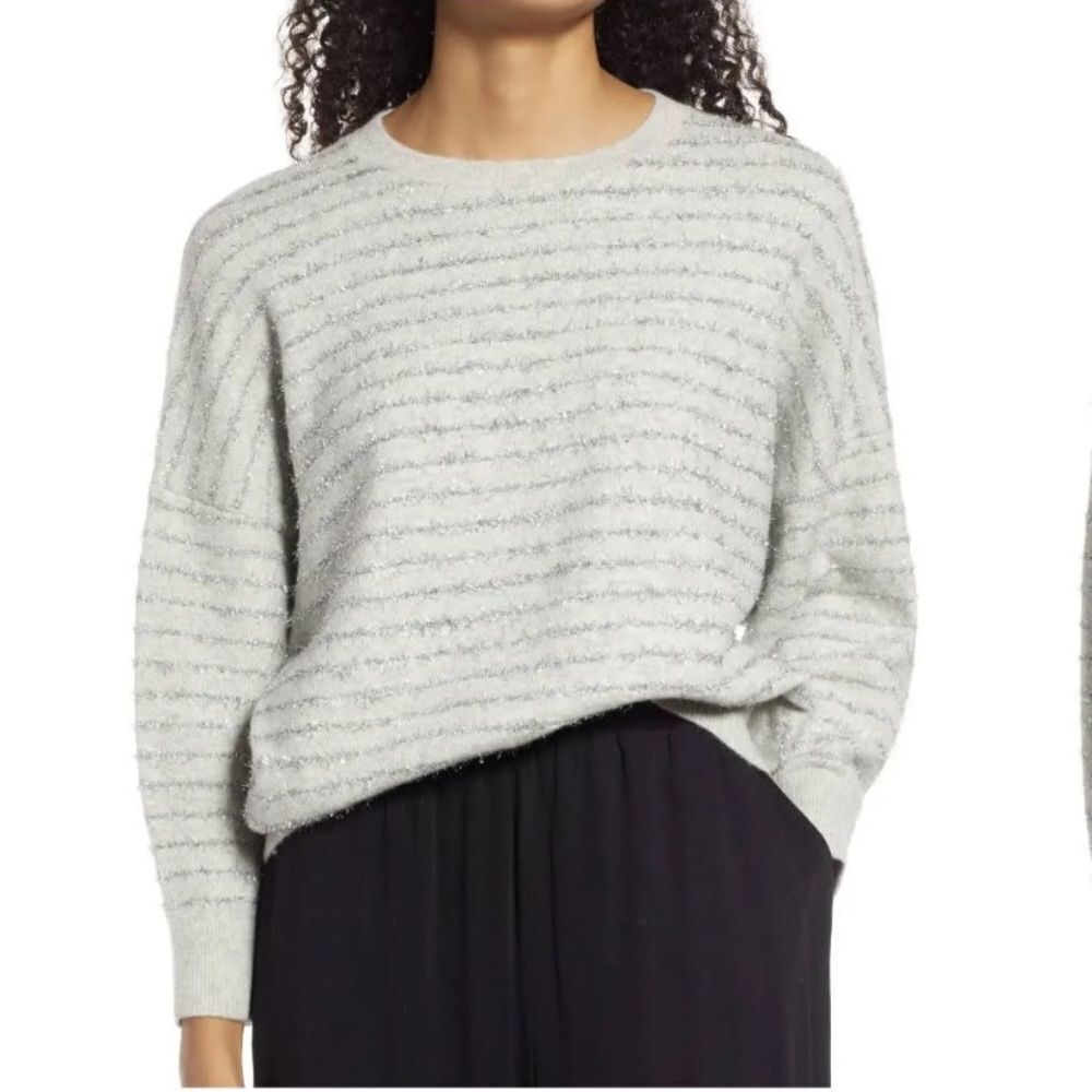 Ladies Nordstrom Metallic Stripe Sweater Size Small